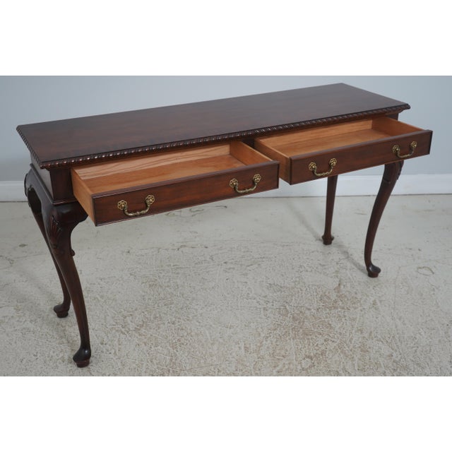 Queen Anne Century Queen Anne Mahogany Banded Two Drawer Console Table For Sale - Image 3 of 17