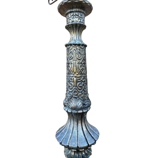 Art Nouveau Vintage Hollywood Regency Style Reverse Painted Glass Globe Table Lamp For Sale - Image 3 of 9