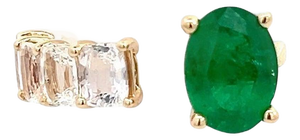 Natural Emerald and White Sapphire Ring 6.5 14k Y Gold 4.05 TCW Certified
