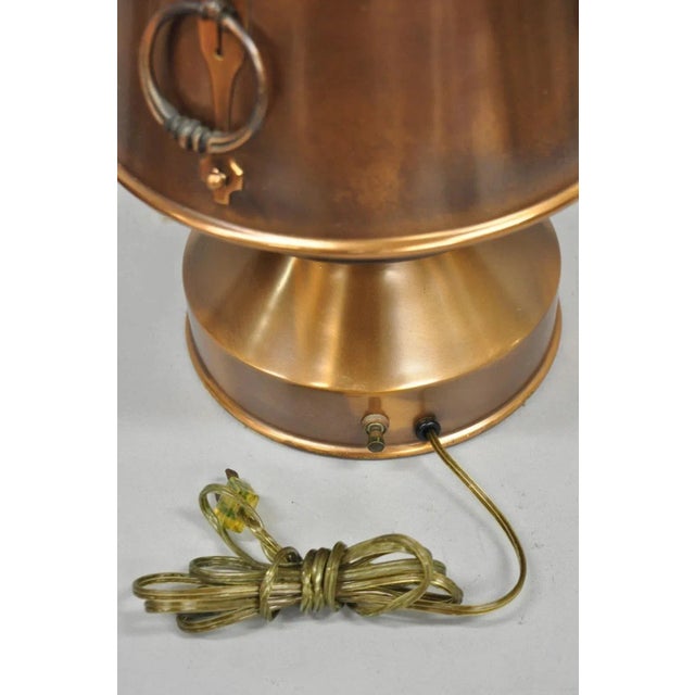 Vintage Industrial Mid Century Modern Copper Metal "Ship Turbine" Table Lamp For Sale - Image 10 of 12