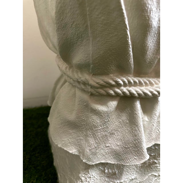 White 1980s Lane Trompe-Loeil White Draped Plaster Pedestal or Garden Stools After John Dickinson- Set of 2 For Sale - Image 8 of 10