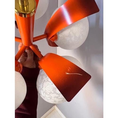 Metal White and Orange Chandelier by Richard Essig For Sale - Image 7 of 11