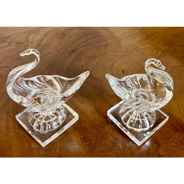 Antique 19th Century American Flint Glass Swan Form Open Salt Cellars With Lemon Squeeze Bases - A Pair For Sale - Image 12 of 14