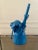 Vintage Folk Art Painted Blue Assemblage Artist Piece Kettle For Sale - Image 4 of 6