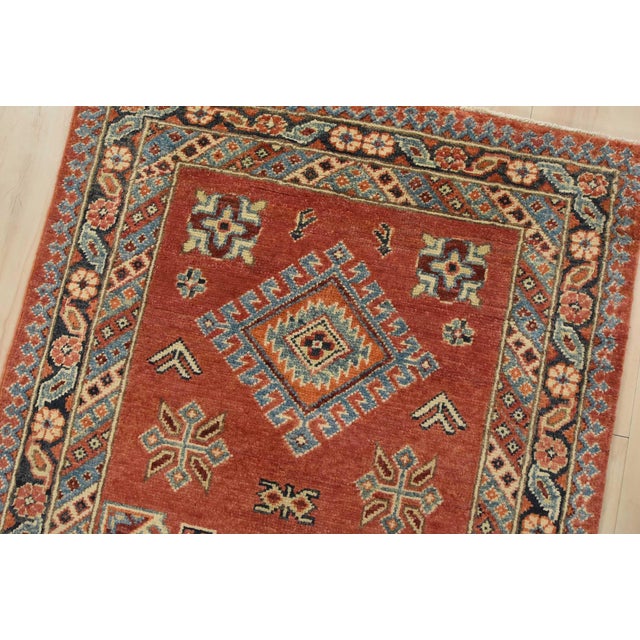 Textile Kazak Runner 2’7” X 7’7” Red Wool Tribal Hand-Knotted Oriental Rug For Sale - Image 7 of 12