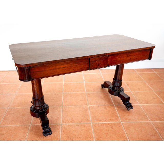 William IV Library Table in Rosewood and Mahogany, England, 1830s For Sale - Image 4 of 18