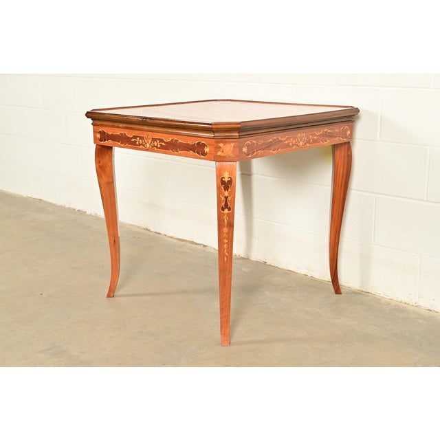Italian Louis XVI Kingwood Inlaid Marquetry Flip Top Game Table For Sale - Image 4 of 16