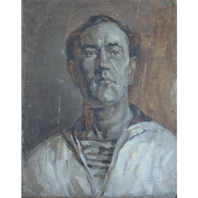 Portrait Man Oil Painting Original Art Ukrainian Artist Sokolovsky G. 1960s For Sale