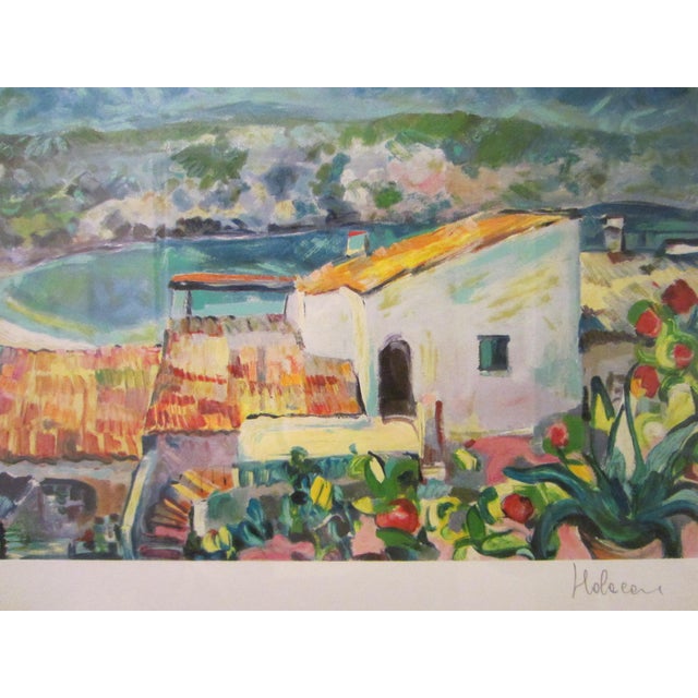 Nautical 1970s Claudio Malacarne Italy Il Golfo Del Sole Coastal Signed Serigraph For Sale - Image 3 of 14