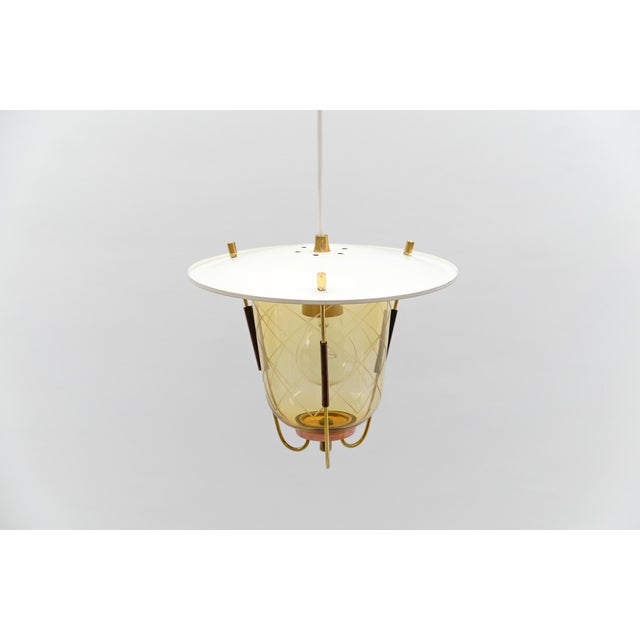 Mid-Century Modern Copper, Brass and Glass Ceiling Lamp, 1950s For Sale - Image 10 of 16