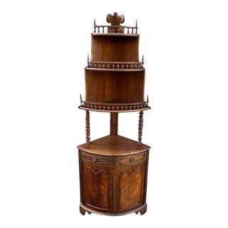 Early 20th Century Victorian Style Walnut Corner Etagere. Antique For Sale