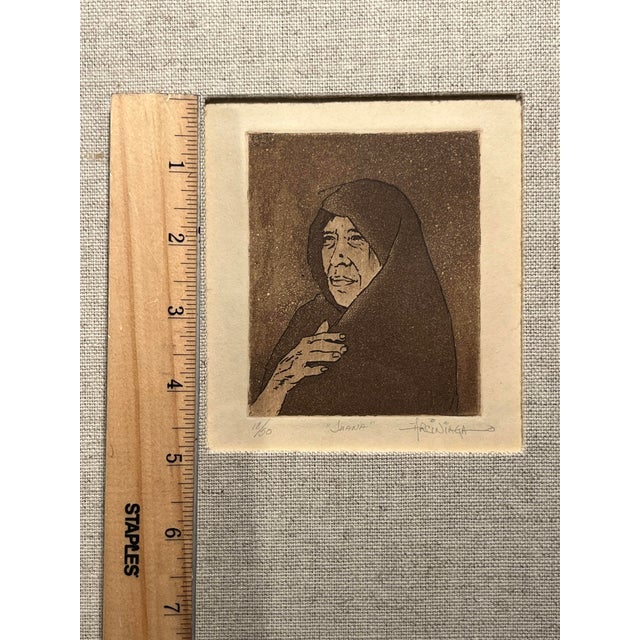 Metal 1970s Rare Alfredo Arciniaga Limited Edition "Juana" Intaglio Etching With Steel Plate For Sale - Image 7 of 12