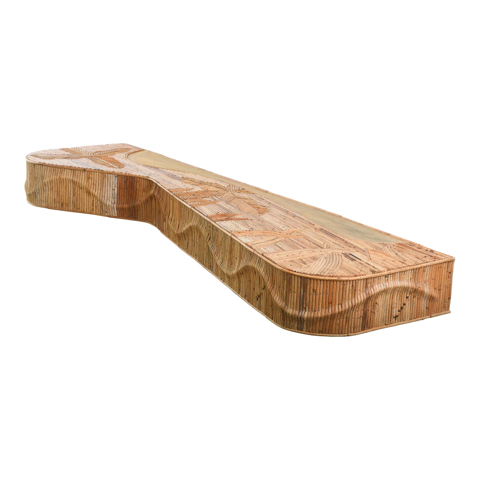 Handcrafted Organic Rattan Console Table With Intricate Leaf Motifs ...