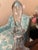 Elegant and richly detailed, this vintage clear glass decanter features a striking six-sided form with classic diamond-cut...