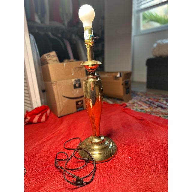 1970s Vintage Stiffel Candlestick Style Brass Lamp For Sale - Image 5 of 10