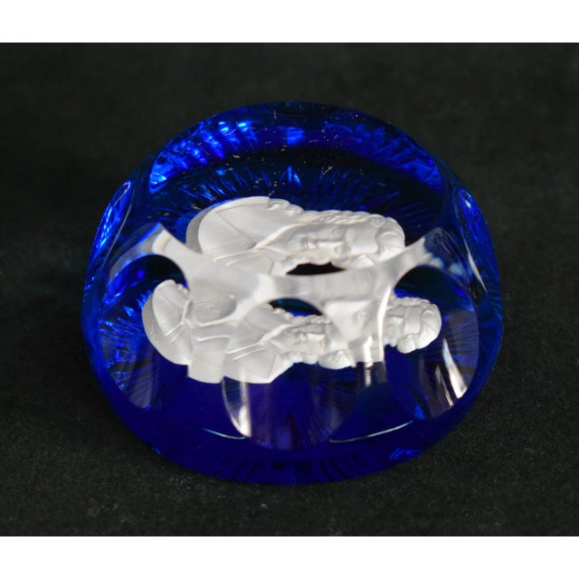 Glass Cristal D’Albret Crystal Paper Weight Vintage France John James Audubon Glass For Sale - Image 7 of 18
