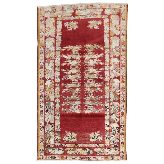 Brick Red Cherry Red Antique Turkish Melas Rug, Early 20th Century - 3'2" x 5'7" For Sale - Image 8 of 18