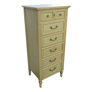 Dixie French Shabby Chic Painted Tall Narrow Lingerie Jewelry Chest 5725 For Sale