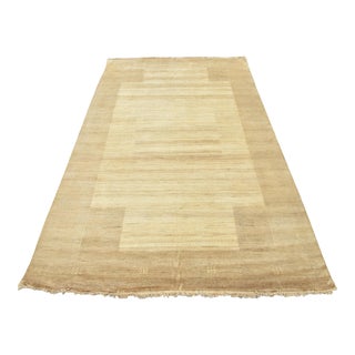 Gabbeh Rug 6'7'' X 9'8'' Beige Wool Contemporary Hand-Knotted Carpet For Sale