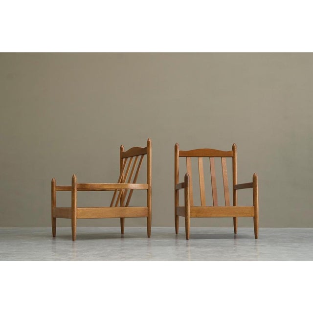 Pair of Majestic Lounge Chairs in Solid Oak To Be Reupholstered France 1960s. A beautiful and majestic pair of French mid...