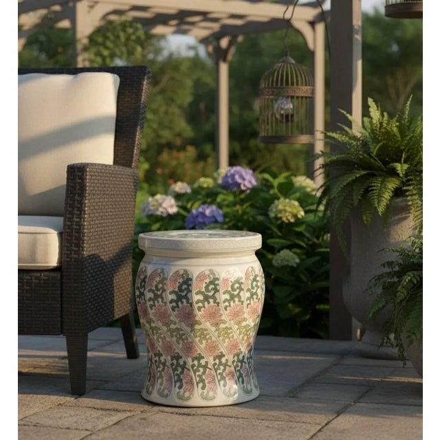 Vintage Chinese Ceramic Garden Stool With Floral Decoration For Sale - Image 4 of 4