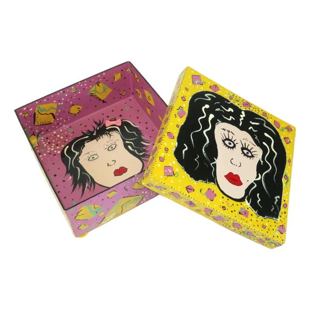 Artist Made Hand Painted Post Modern Box For Sale