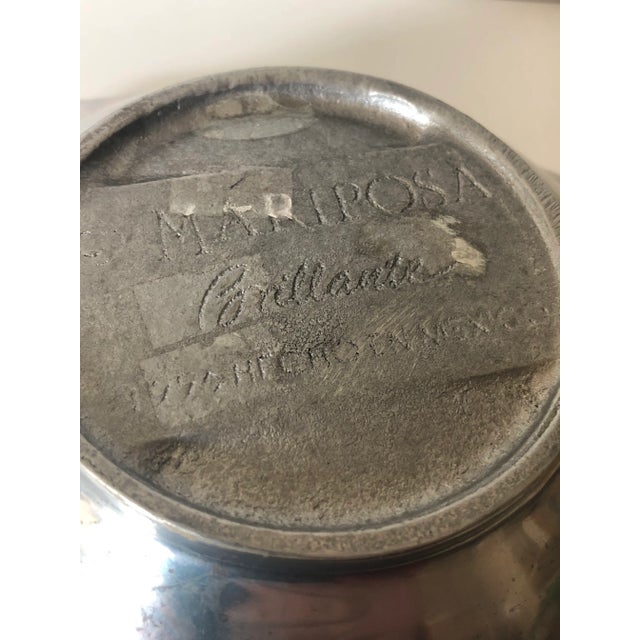 1990s Vintage Mariposa Bamboo Pewter Serving Dish / Bowl For Sale - Image 5 of 5