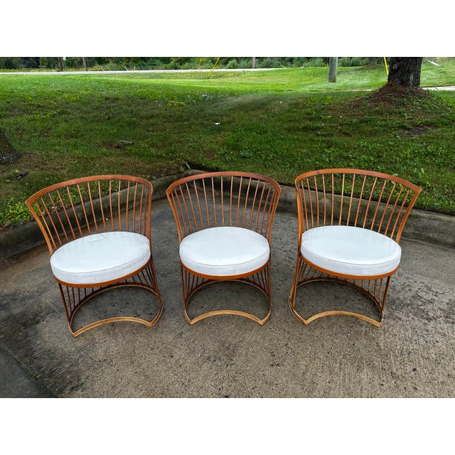 Iconic MCM Russel Woodard Set of 3 Iron Chairs For Sale - Image 12 of 12