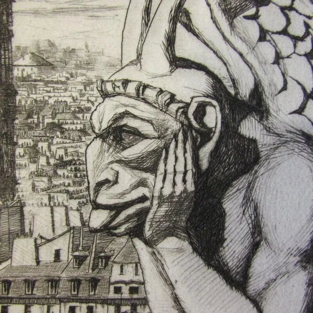 Black Charles Meryon Le Stryge the Vampire Etching 1853 Paris Notre Dame Cathedral For Sale - Image 8 of 12