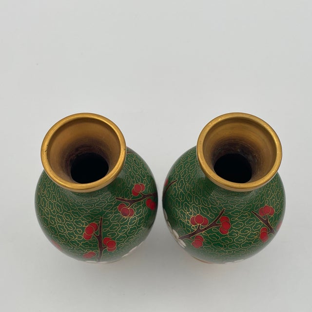 Vintage Cloisonné Bud Vases - a Pair For Sale - Image 4 of 8