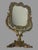 Ornate Vintage Antique Cast Metal Gold Painted Standing 16.25" Vanity Mirror For Sale - Image 6 of 10