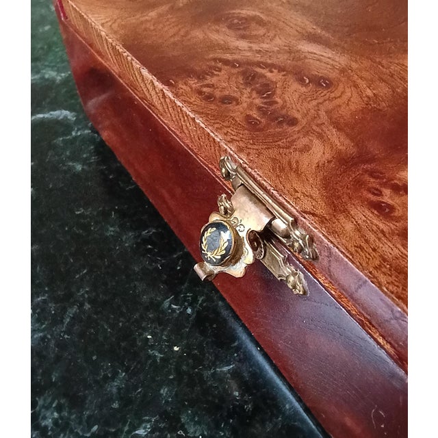 French Antique French Burl Wood Large Jewelry Decorative Cigarette Case Box For Sale - Image 3 of 15
