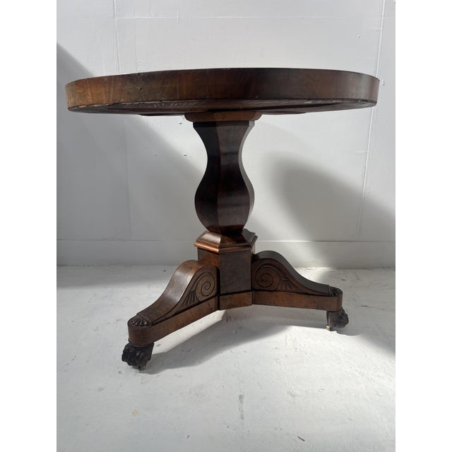 Brown Empire Style Pedestal Table in Mahogany and Veneer, 19th Century For Sale - Image 8 of 18