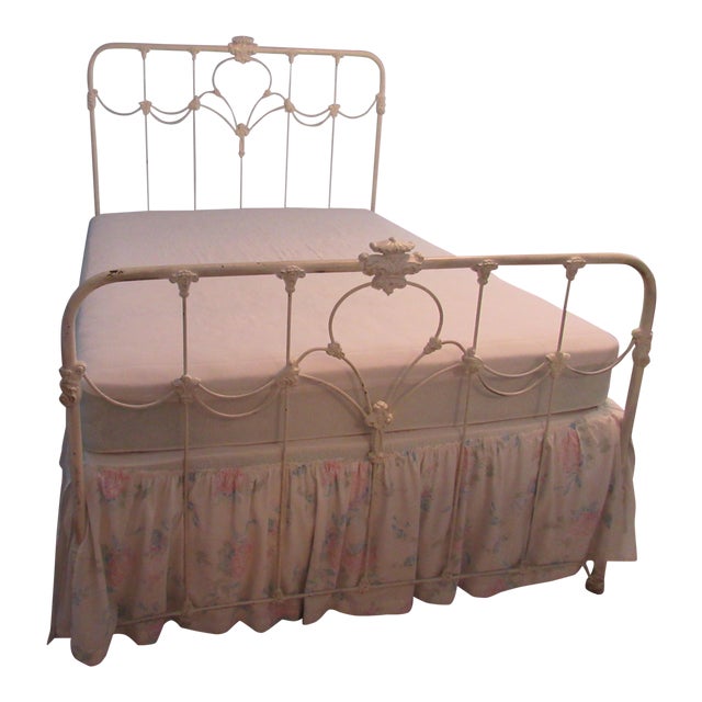 Antique American White Solid Cast Iron Double Bed Frame Chairish