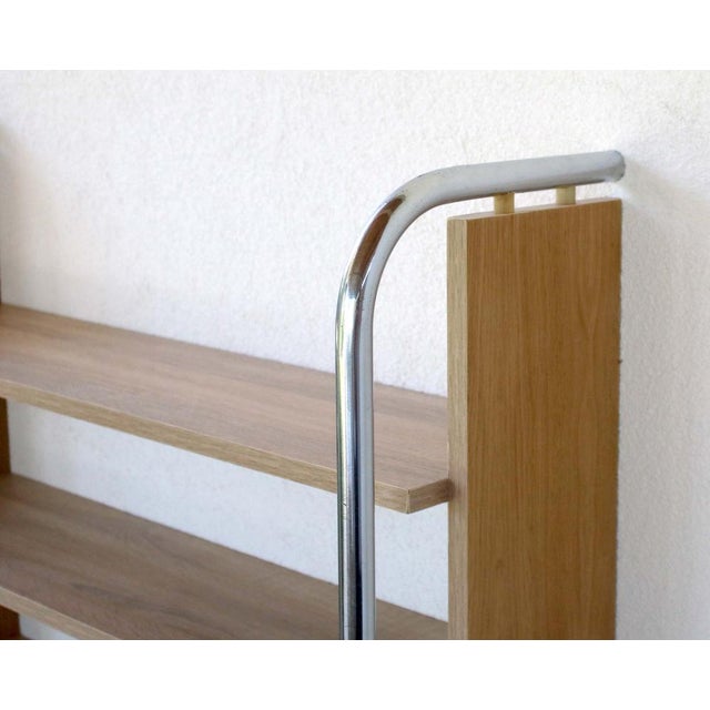 1980s Modern Chrome and Wood Bookshelf, 1980s For Sale - Image 5 of 6