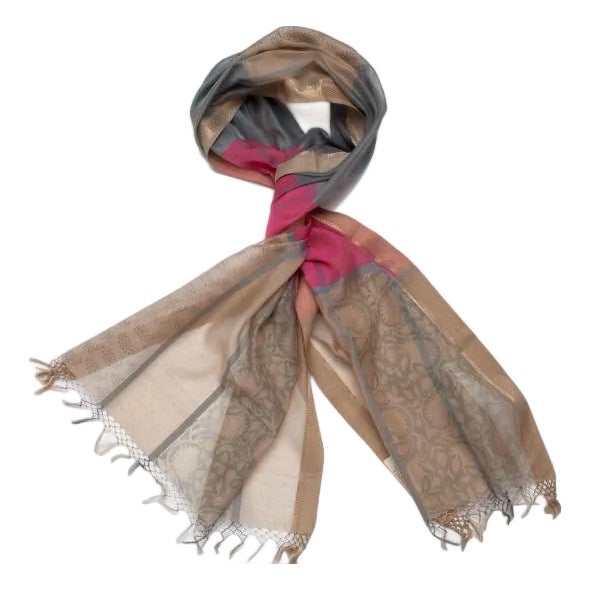 Aurora Hot Pink/Slate Blue Patterned Scarf For Sale