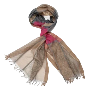 Aurora Hot Pink/Slate Blue Patterned Scarf
