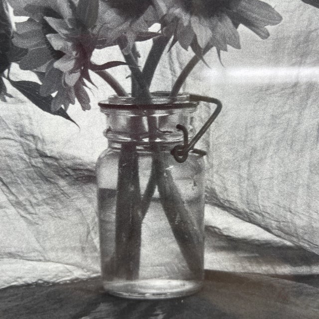 Black Vintage Set of 3 Framed Monotone Flower Bouquets in Glass Vases For Sale - Image 8 of 9