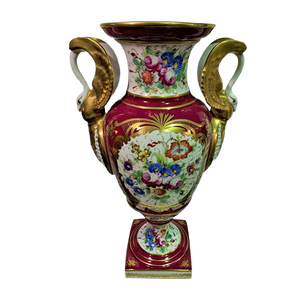 French Hand-Painted Amphora-Shaped Vase, 1950s