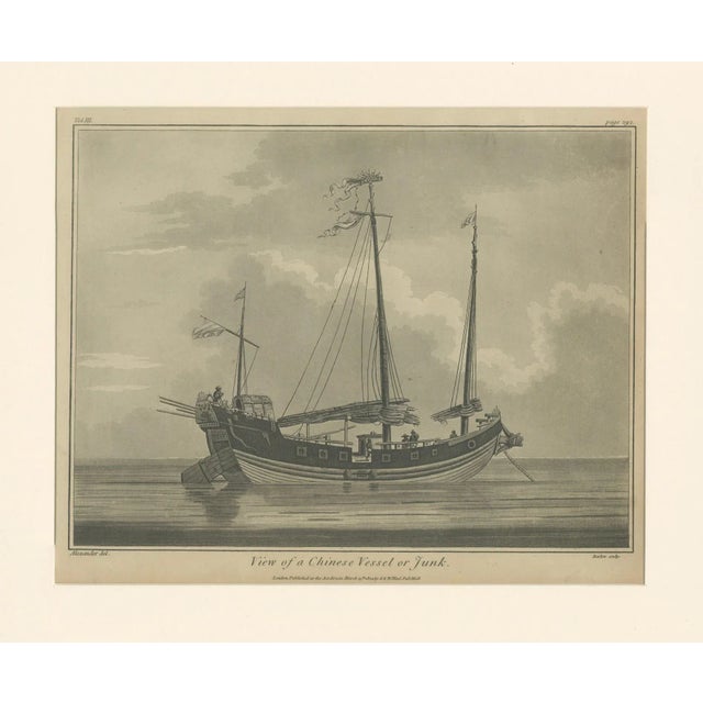 View of Chinese Junk Antique Maritime Engraving, 1802, Paper For Sale - Image 6 of 10