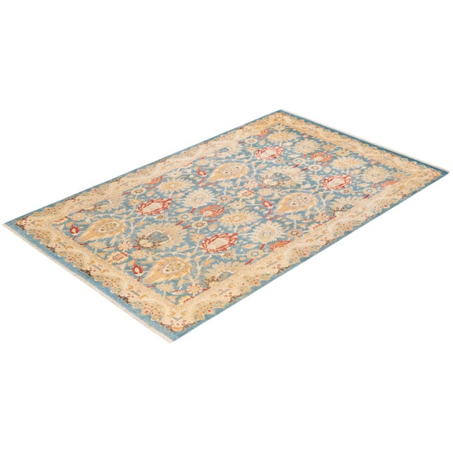 Blue Vintage Traditional Hand Knotted Wool Area Rug, Blue - 5'10" X 9'9" For Sale - Image 8 of 9