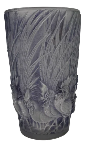 Roosters and Feathers Vase by R. Lalique, 1928