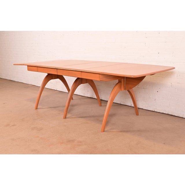Heywood Wakefield Mid-Century Modern Solid Maple Wishbone Extension Dining Table, Newly Refinished For Sale - Image 15 of 15