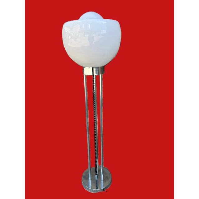 Silver Space Age Floor Lamp in Murano Glass and Steel, 1960s For Sale - Image 8 of 12