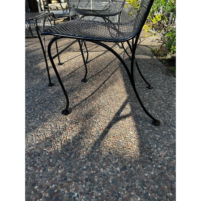 Black 1950s Russell Woodard Patio Wrought Iron Mesh Sculptura Chairs and a Coffee Table - Set of 3 For Sale - Image 8 of 10