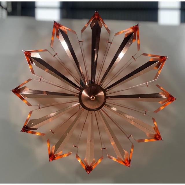 21st Century Satin Copper Dahlia Flush Mount by Fabio LTD For Sale - Image 9 of 9
