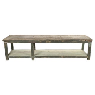Patinated Wooden Workshop Table, 1940s For Sale