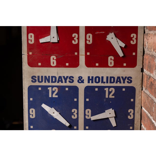 Vintage Open/Close Adjustable Clock Face Flange Business Sign For Sale - Image 10 of 12