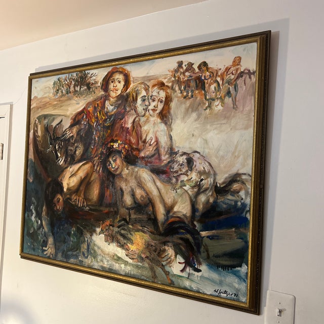 Red 20th Century Oil on Canvas by Polish-French Artist Walter Spitzer (1927-2021) Titled as "Ship of Fools" Signed Framed Made in 1971 For Sale - Image 8 of 12