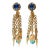 Vintage Gold Plated, Turquoise & Blue Crystal Chain Dangle Clip On Earrings - 2 Pieces For Sale